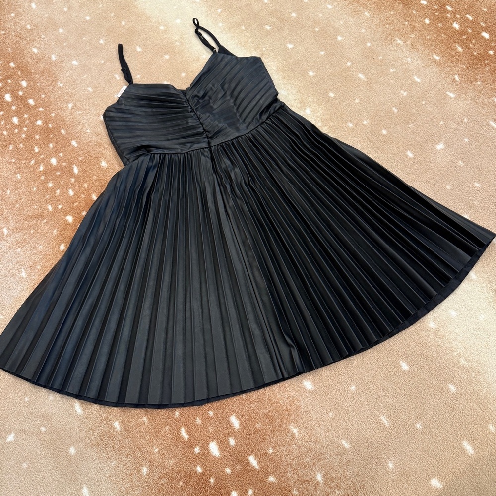 Black faux leather dress